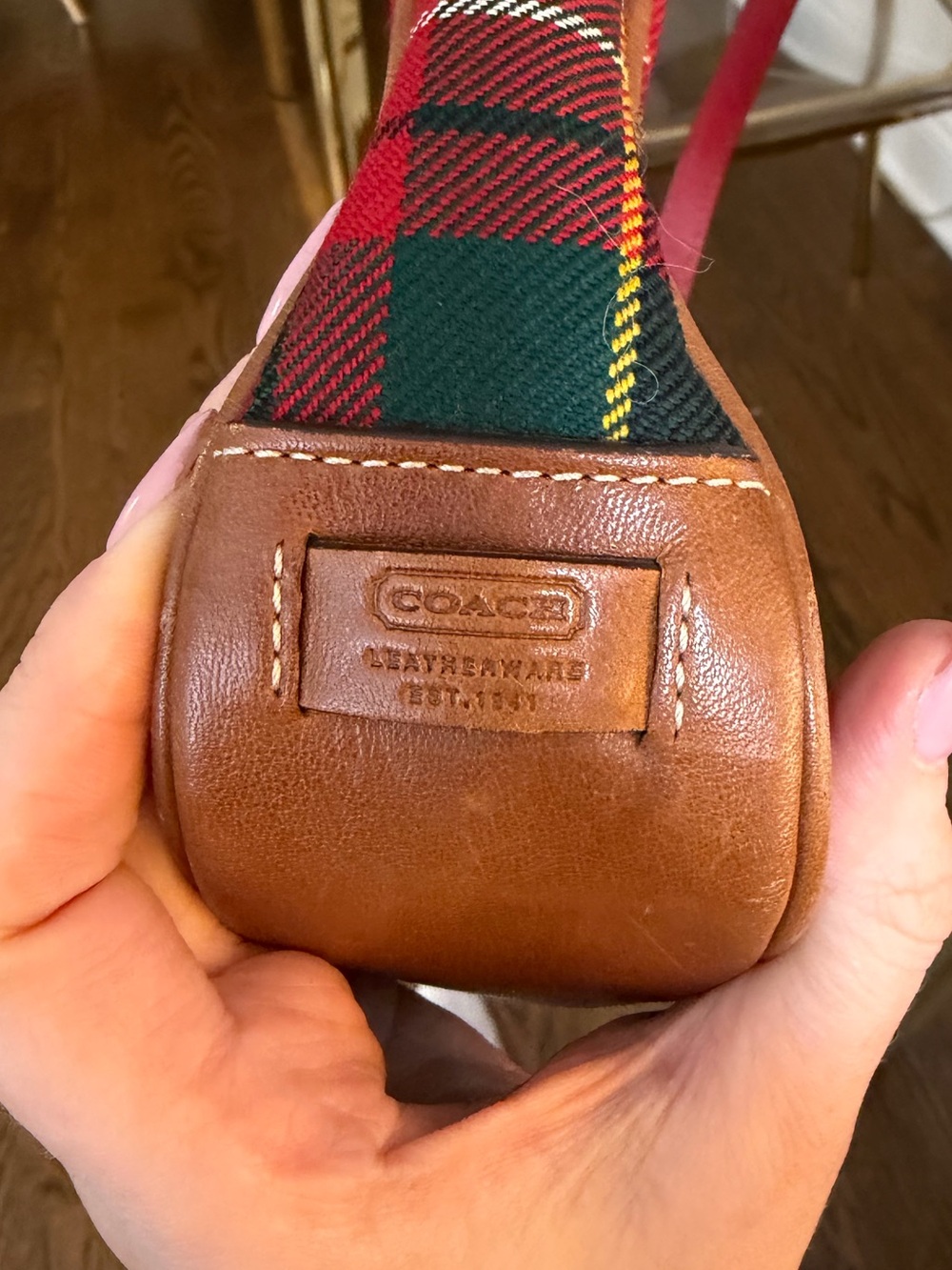 VINTAGE COACH Y2K Plaid Tartan Tassel Demi Pochette Mini Shoulder Baguette Purse - Picture 6 of 14